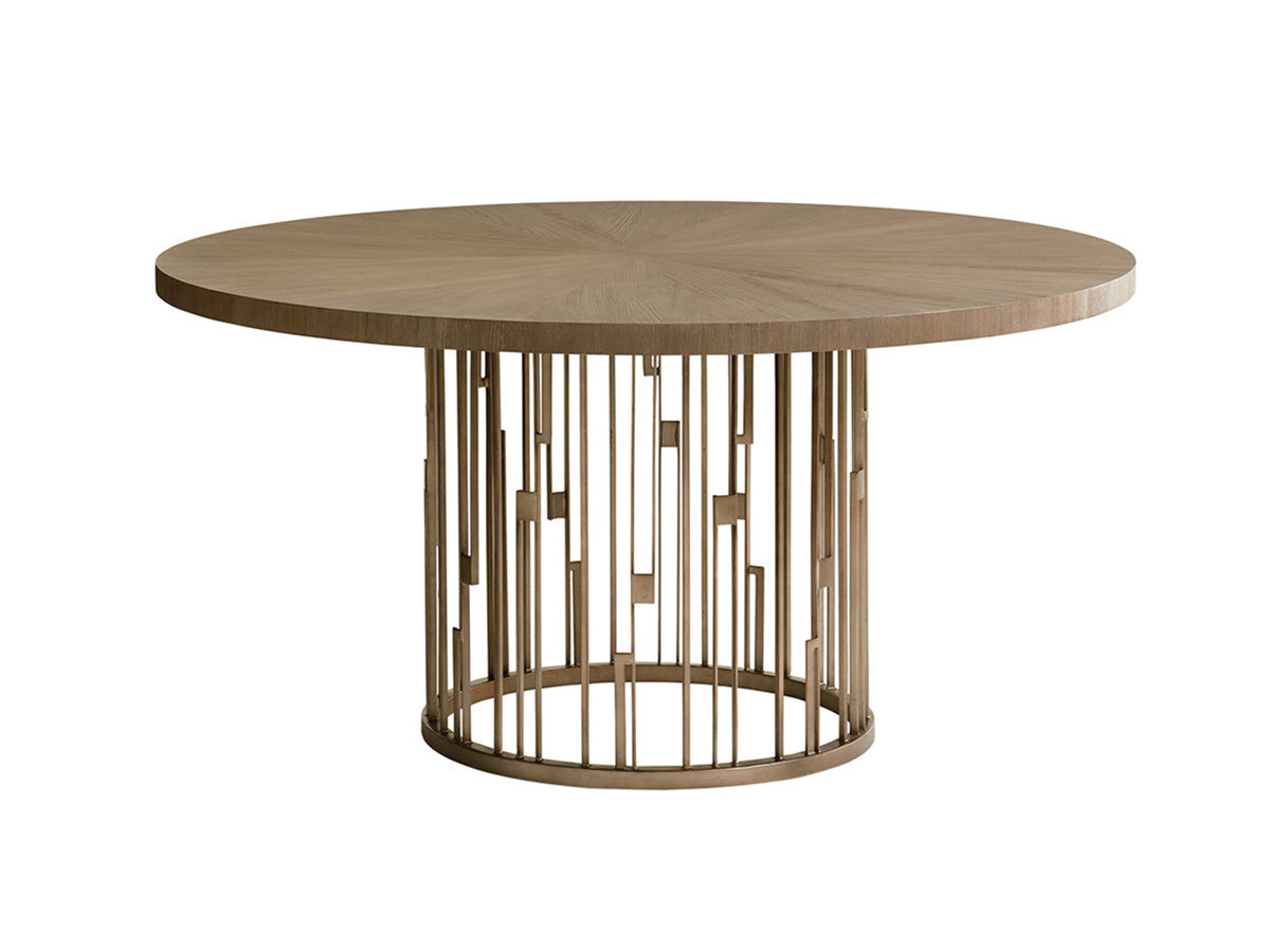 Rendezvous Round Metal Dining Table, Round Wood And Metal Dining Table