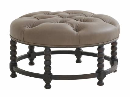 Hanover Leather Tufted Top Ottoman