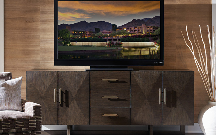 Durango living room scene featuring media console.