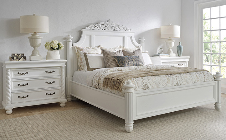 Villa Blanca bedroom scene in a white finish.