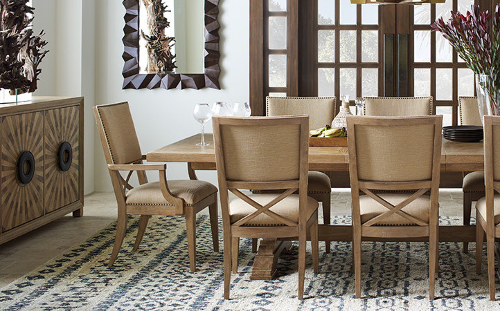 Rectangular Dining Room with chairs and buffet